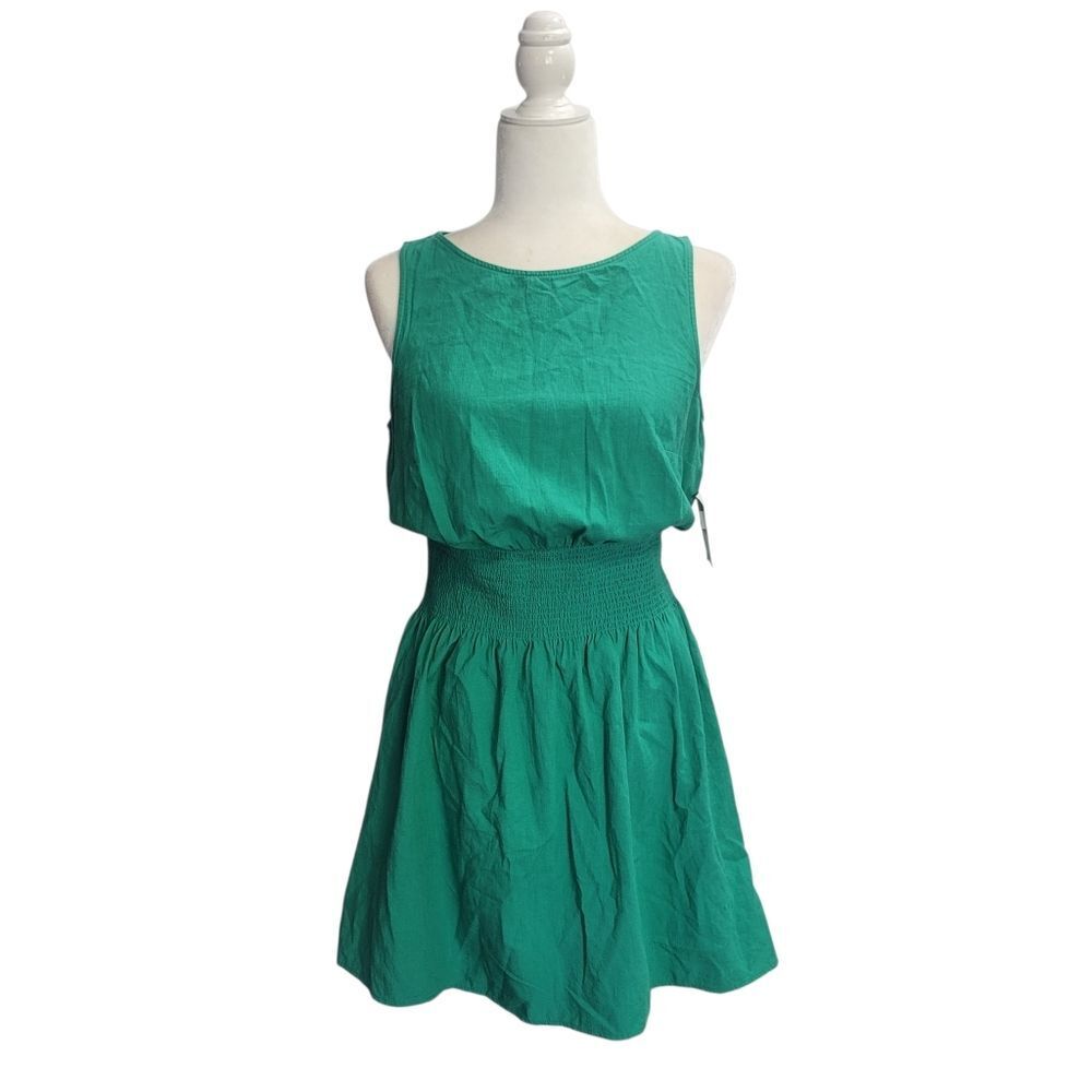 Universal Thread Green Smocked Waist Linen Blend Mini Sundress Small